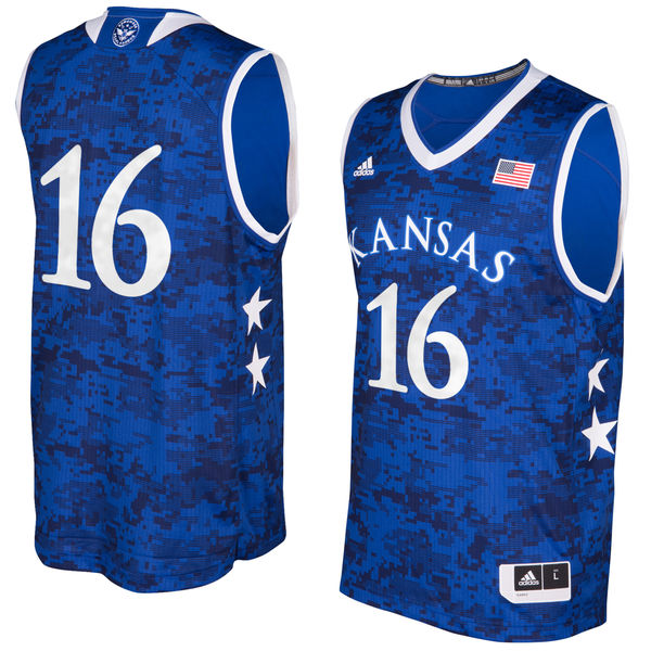 Men's Kansas Jayhawks #16 Royal Blue Basketball Jersey