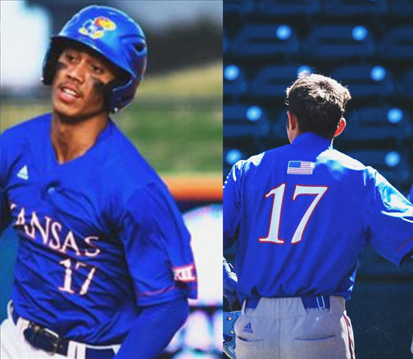 Men's Kansas Jayhawks #17 Maui Ahuna two-Button Pullover Roayl College Baseball Game Jersey