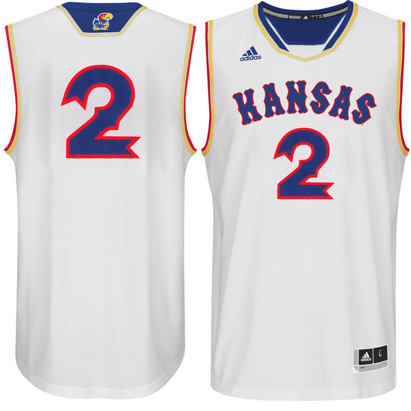 Men's Kansas Jayhawks #2 White Basketball Jersey