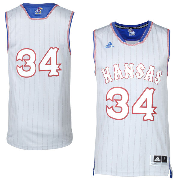 Men's Kansas Jayhawks #34 Gray Basketball Jersey
