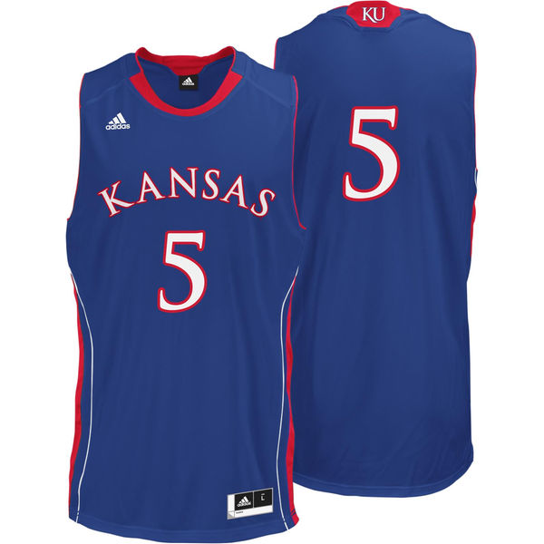 Men's Kansas Jayhawks #5 Blue Basketball Jersey