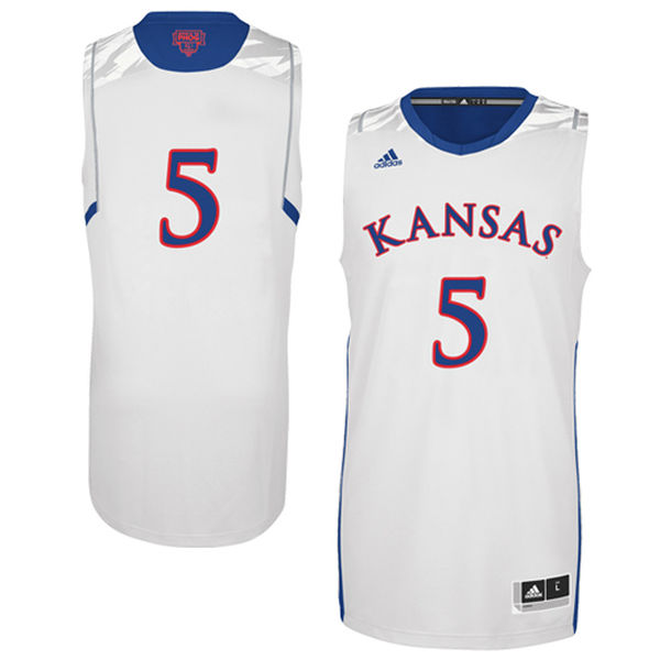 Men's Kansas Jayhawks #5 White Basketball Jersey