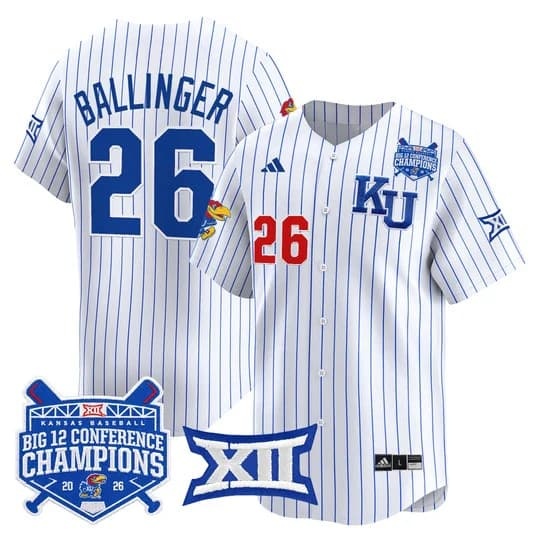 Men's Kansas Jayhawks Baseball Big 12 Conference Champions 2026 Vapor     Brady Ballinger  - 26