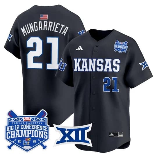 Men's Kansas Jayhawks Baseball Big 12 Conference Champions 2026 Vapor Augusto Mungarrieta #21