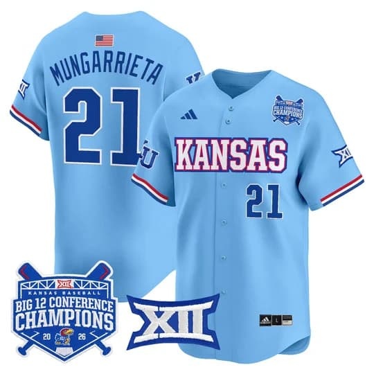 Men's Kansas Jayhawks Baseball Big 12 Conference Champions 2026 Vapor PrAugusto Mungarrieta  21