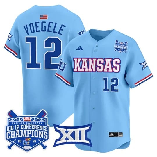 Men's Kansas Jayhawks Baseball Big 12 Conference Champions 2026 Vapor Pre   Dominic Voegele  12