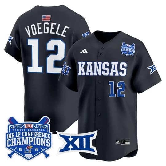Men's Kansas Jayhawks Baseball Big 12 Conference Champions 2026 Vapor Prem   Dominic Voegele#12