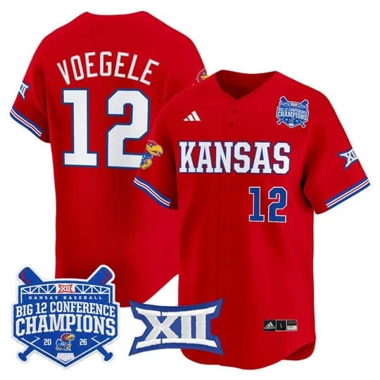 Men's Kansas Jayhawks Baseball Big 12 Conference Champions 2026 Vapor Premi   Dominic Voegele12
