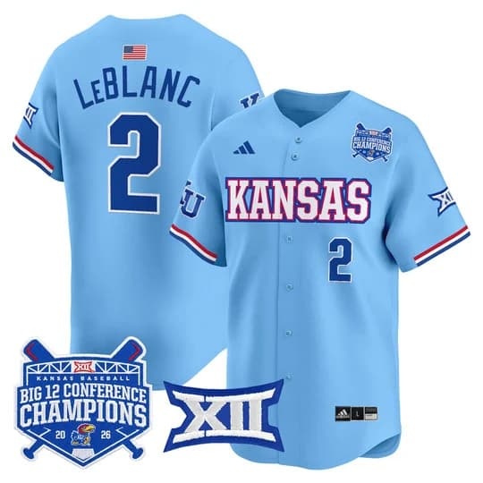 Men's Kansas Jayhawks Baseball Big 12 Conference Champions 2026 Vapor Premie   Tyson LeBlanc 2