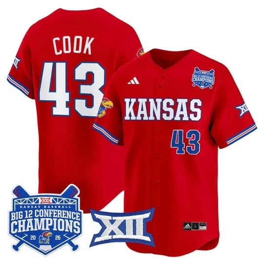 Men's Kansas Jayhawks Baseball Big 12 Conference Champions 2026 Vapor Premier    Mason Cook 43