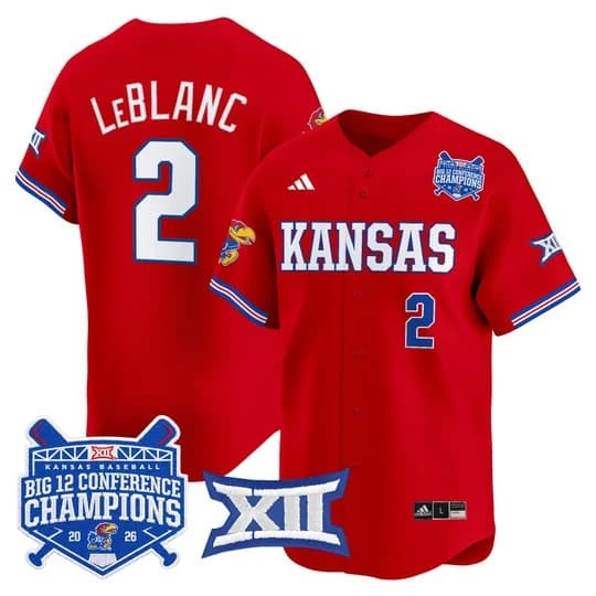 Men's Kansas Jayhawks Baseball Big 12 Conference Champions 2026 Vapor Premier    Tyson LeBlanc2
