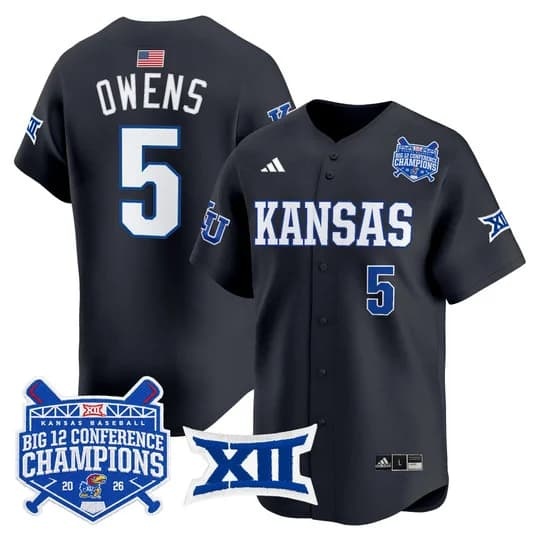 Men's Kansas Jayhawks Baseball Big 12 Conference Champions 2026 Vapor Premier    Tyson Owens#5