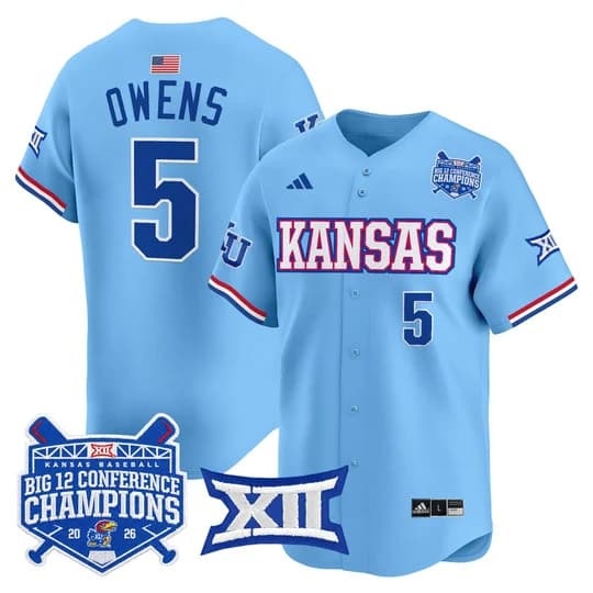 Men's Kansas Jayhawks Baseball Big 12 Conference Champions 2026 Vapor Premier    Tyson Owens 5