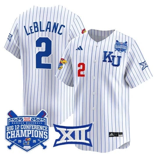 Men's Kansas Jayhawks Baseball Big 12 Conference Champions 2026 Vapor Premier   Tyson LeBlanc-2