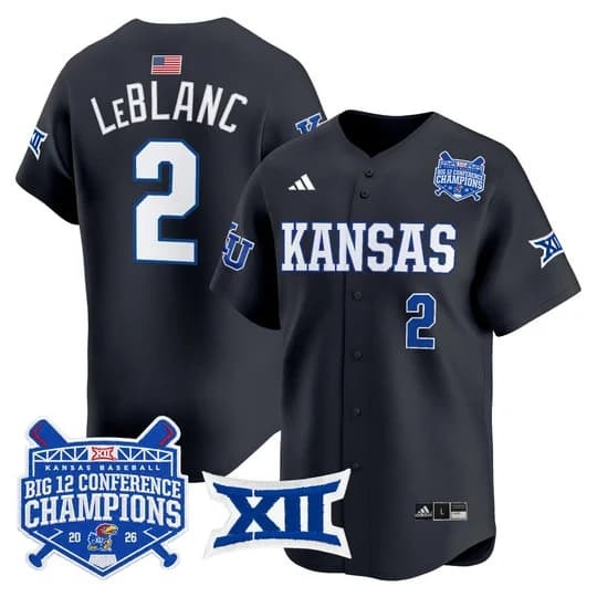 Men's Kansas Jayhawks Baseball Big 12 Conference Champions 2026 Vapor Premier   Tyson LeBlanc#2