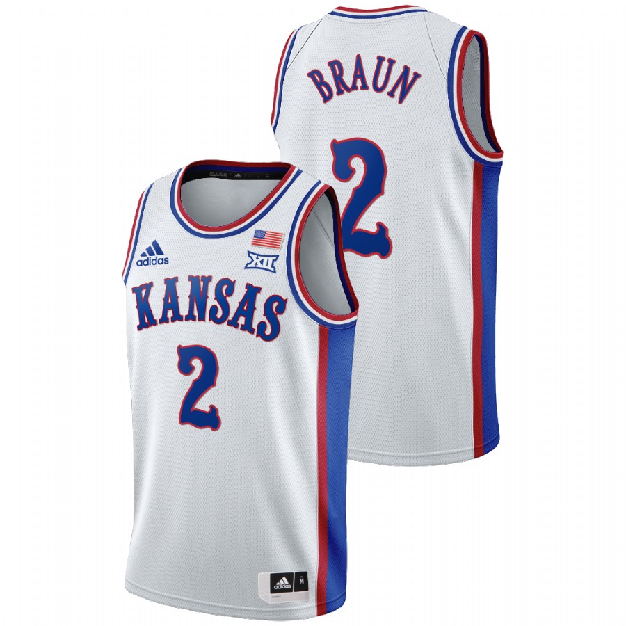 Men's Kansas Jayhawks Christian Braun College Basketball 1990s Throwback Jersey White