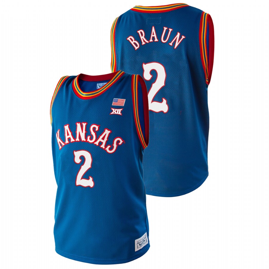 Men's Kansas Jayhawks Christian Braun Royal College Basketball Jersey