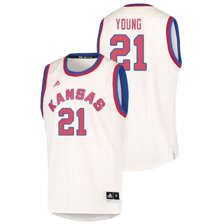 Men's Kansas Jayhawks Cream Clay Young College Basketball Hardwood Classics Jersey