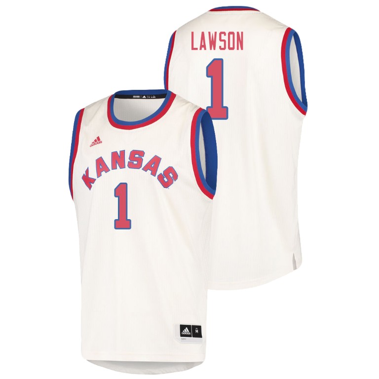 Men's Kansas Jayhawks Cream Dedric Lawson College Basketball Hardwood Classics Jersey