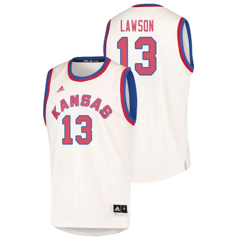Men's Kansas Jayhawks Cream K.J. Lawson College Basketball Hardwood Classics Jersey