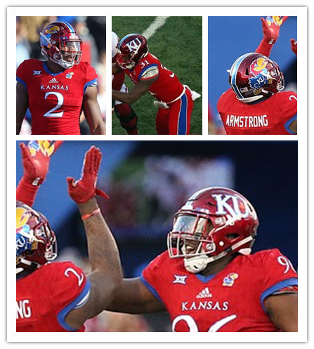 Men's Kansas Jayhawks Custom Adidas 2017 Red College Football Game Jersey