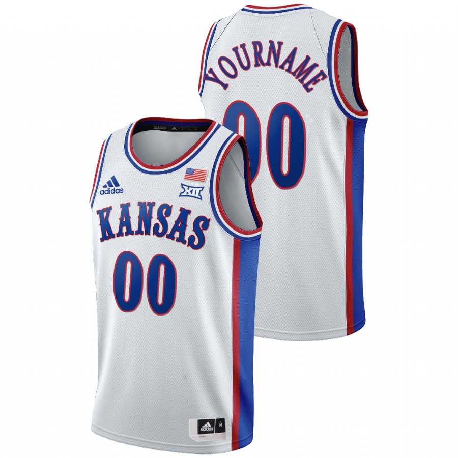 Men's Kansas Jayhawks Custom College Basketball 1990s Throwback Jersey White