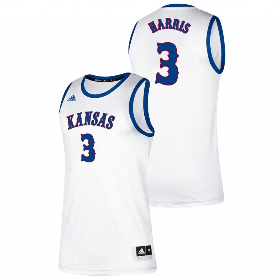 Men's Kansas Jayhawks Dajuan Harris Classic College Basketball Jersey White