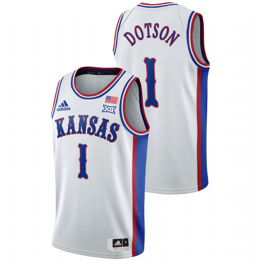 Men's Kansas Jayhawks Devon Dotson College Basketball 1990s Throwback Jersey White
