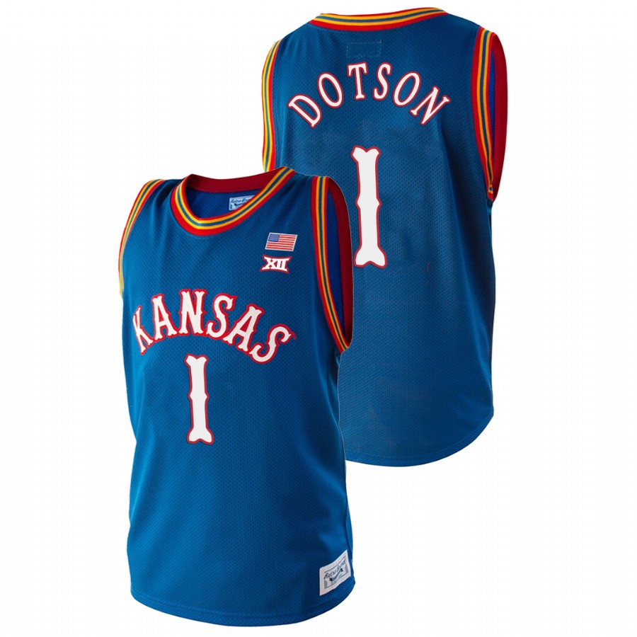 Men's Kansas Jayhawks Devon Dotson Royal College Basketball Jersey