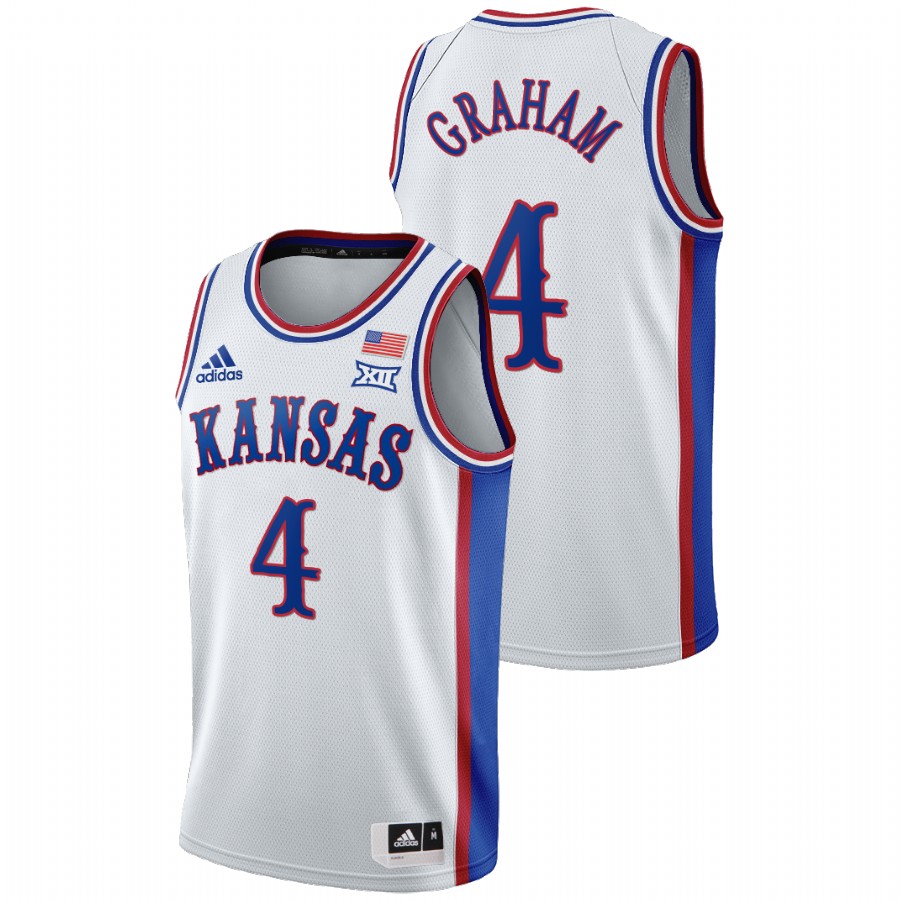 Men's Kansas Jayhawks Devonte' Graham College Basketball 1990s Throwback Jersey White