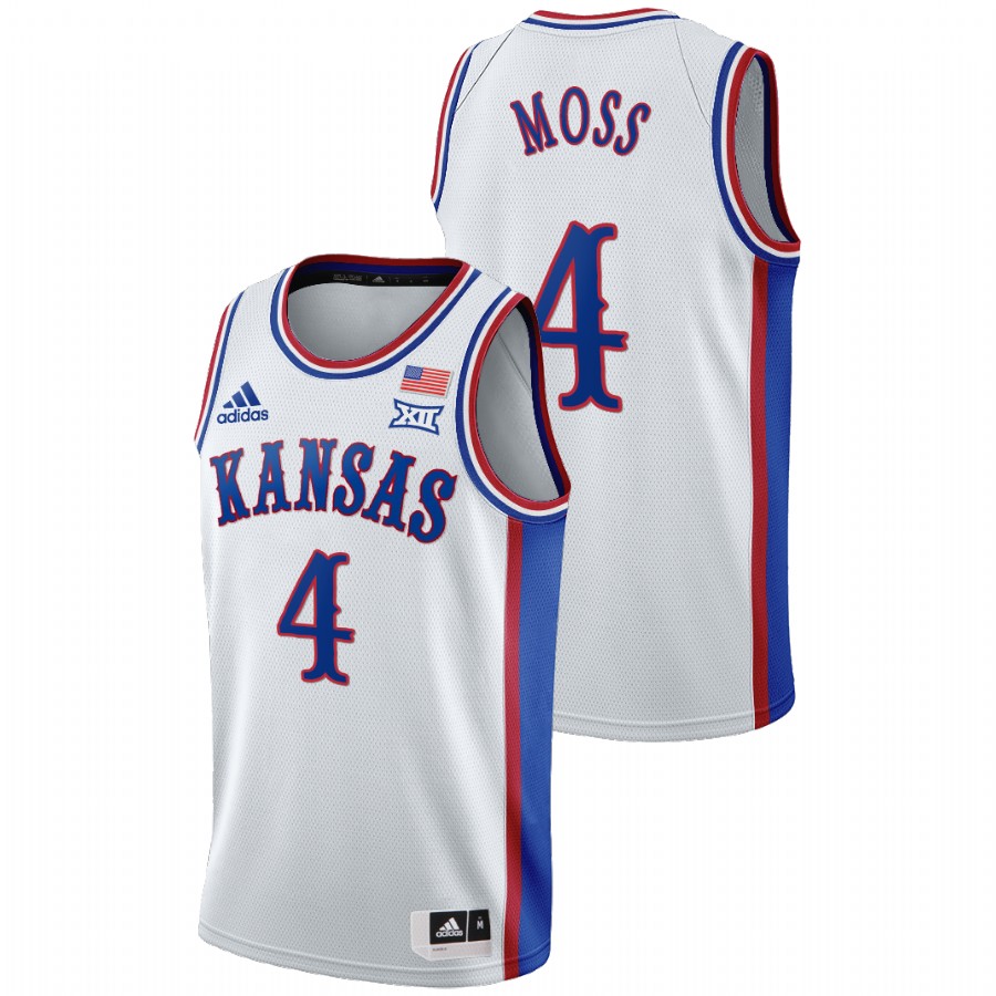 Men's Kansas Jayhawks Isaiah Moss College Basketball 1990s Throwback Jersey White