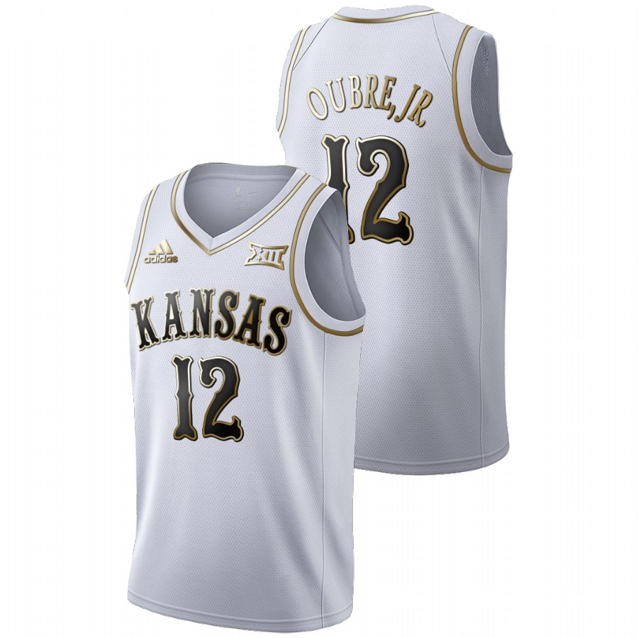 Men's Kansas Jayhawks Kelly Oubre Jr. College Basketball Golden Limited Jersey White