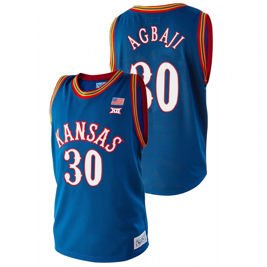 Men's Kansas Jayhawks Ochai Agbaji Royal College Basketball Jersey