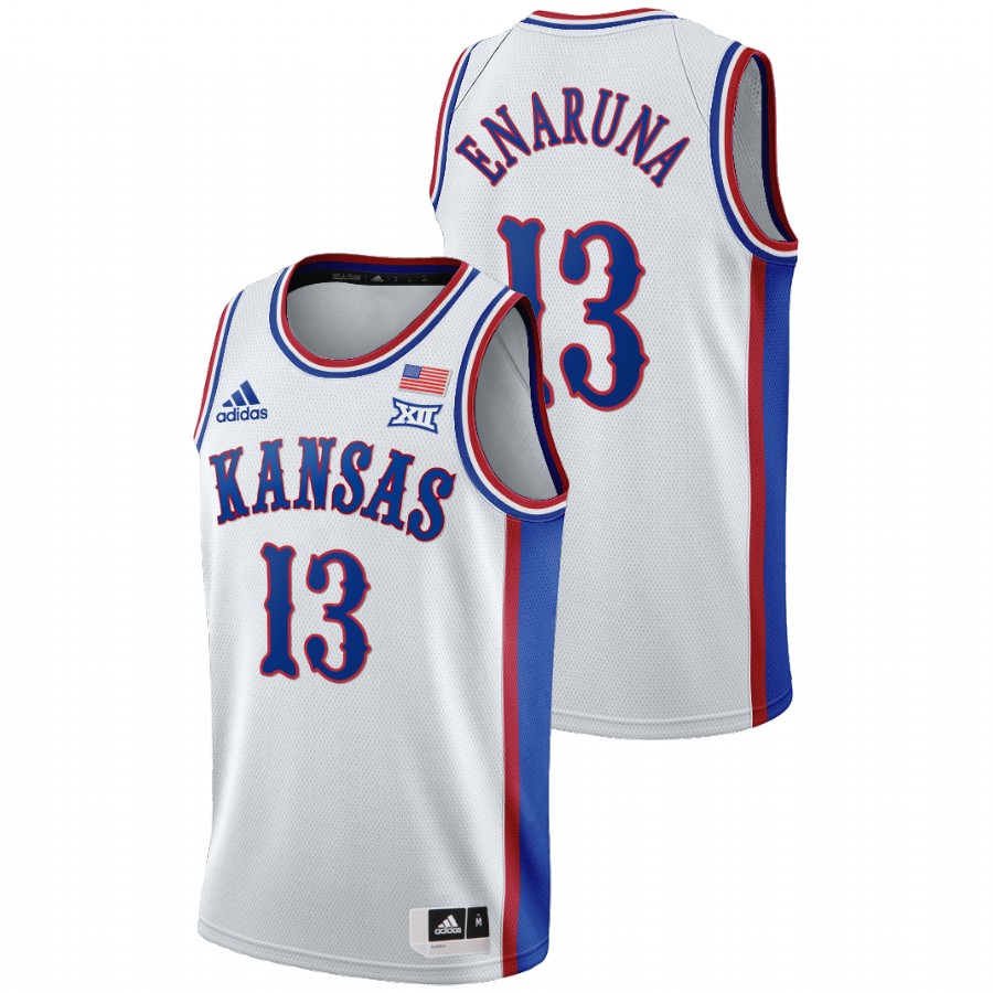Men's Kansas Jayhawks Tristan Enaruna College Basketball 1990s Throwback Jersey White