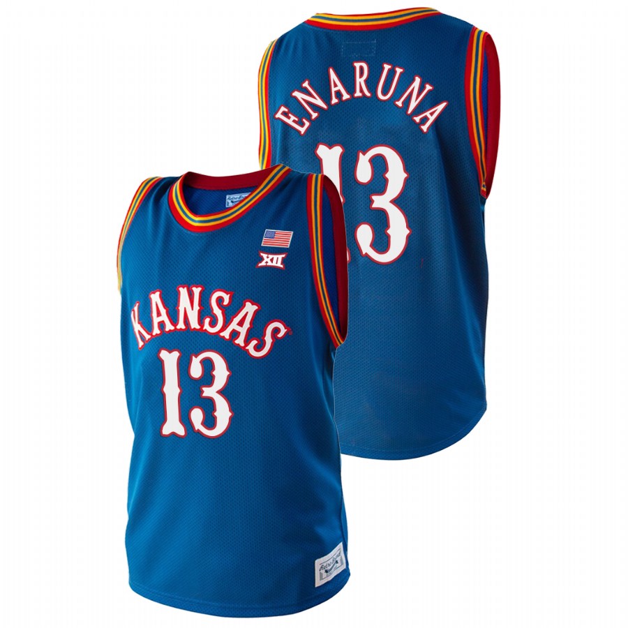 Men's Kansas Jayhawks Tristan Enaruna Royal College Basketball Jersey