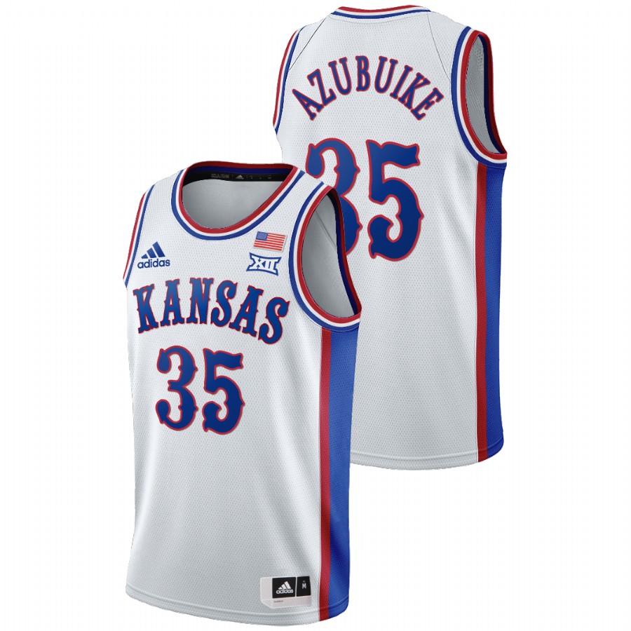 Men's Kansas Jayhawks Udoka Azubuike College Basketball 1990s Throwback Jersey White