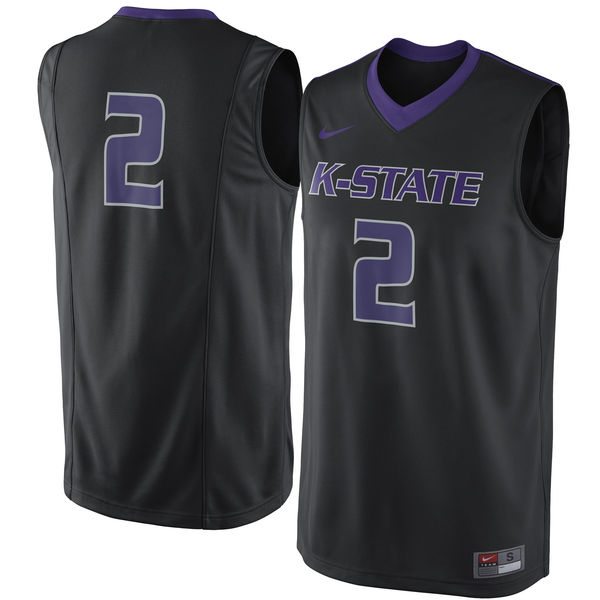 Men's Kansas State Wildcats #2 Black Basketball Jersey