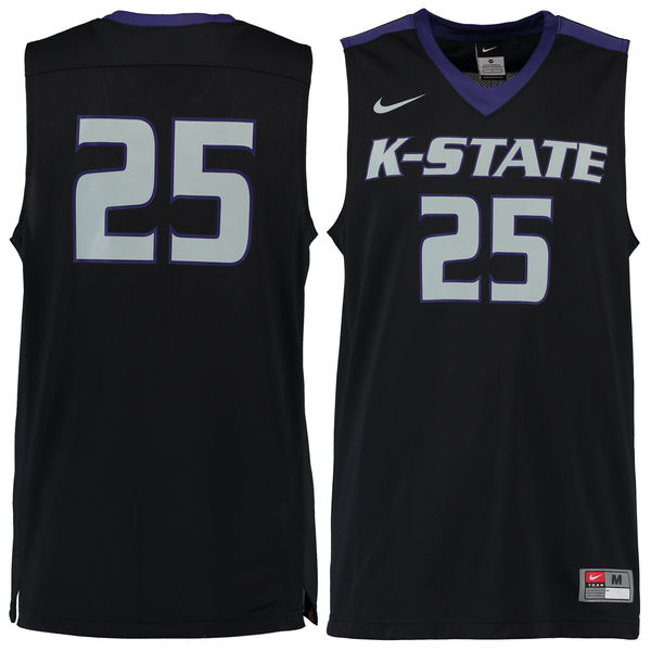 Men's Kansas State Wildcats #25 Black Basketball Jersey