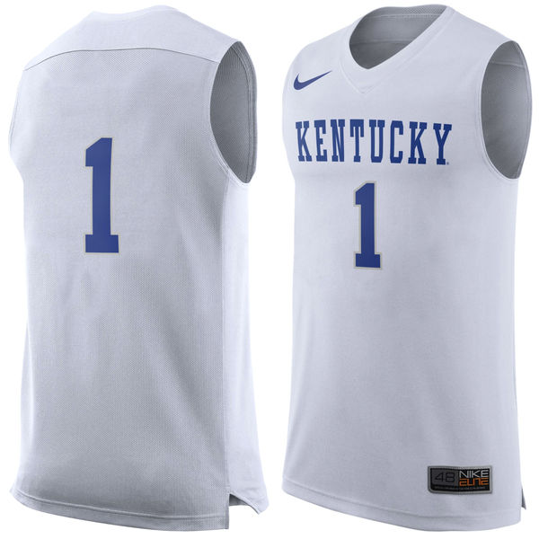 Men's Kentucky Wildcats #1 White Basketball Jersey