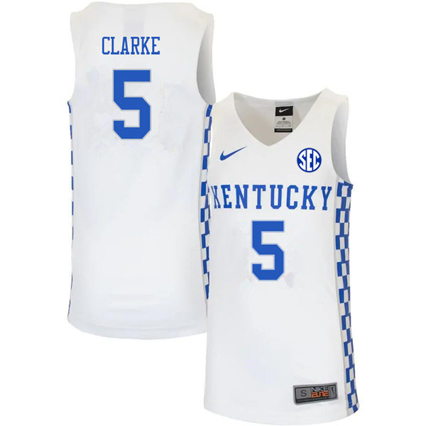 Men's Kentucky Wildcats #5 Terrence Clarke Nike White Basketball Swingman Jersey