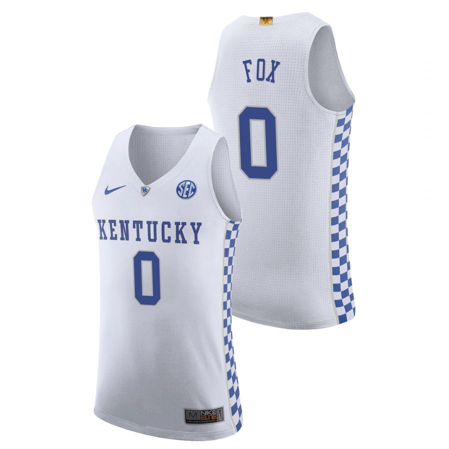 Men's Kentucky Wildcats De'Aaron Fox Authentic College Basketball Jersey White