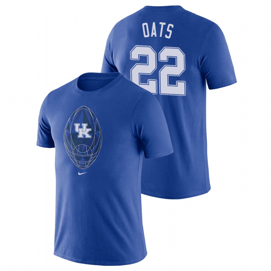 Men's Kentucky Wildcats Football Icon Chris Oats Royal T-Shirt