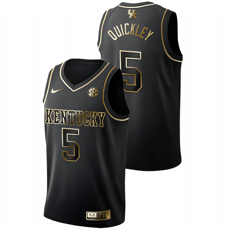 Men's Kentucky Wildcats Immanuel Quickley Golden Edition College Basketball Jersey Black