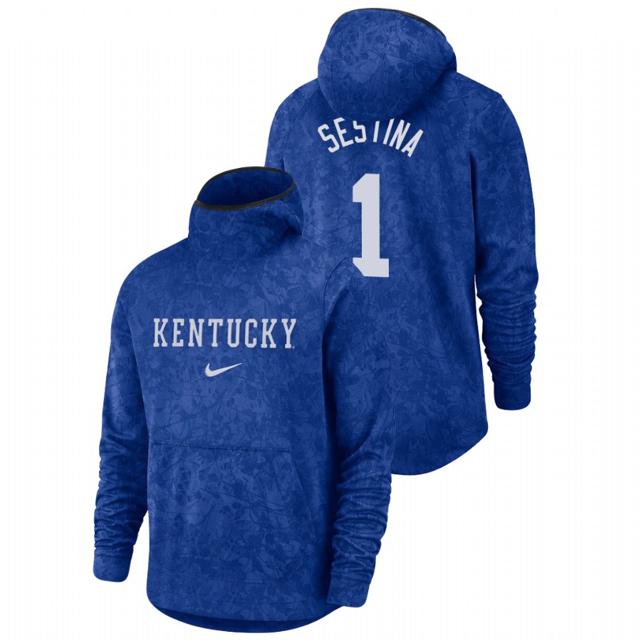 Men's Kentucky Wildcats Nate Sestina Royal Basketball Spotlight Team Logo Pullover Hoodie