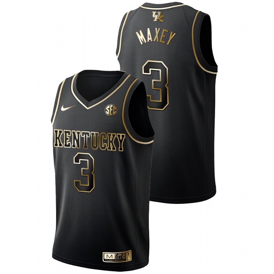 Men's Kentucky Wildcats Tyrese Maxey Golden Edition College Basketball Jersey Black