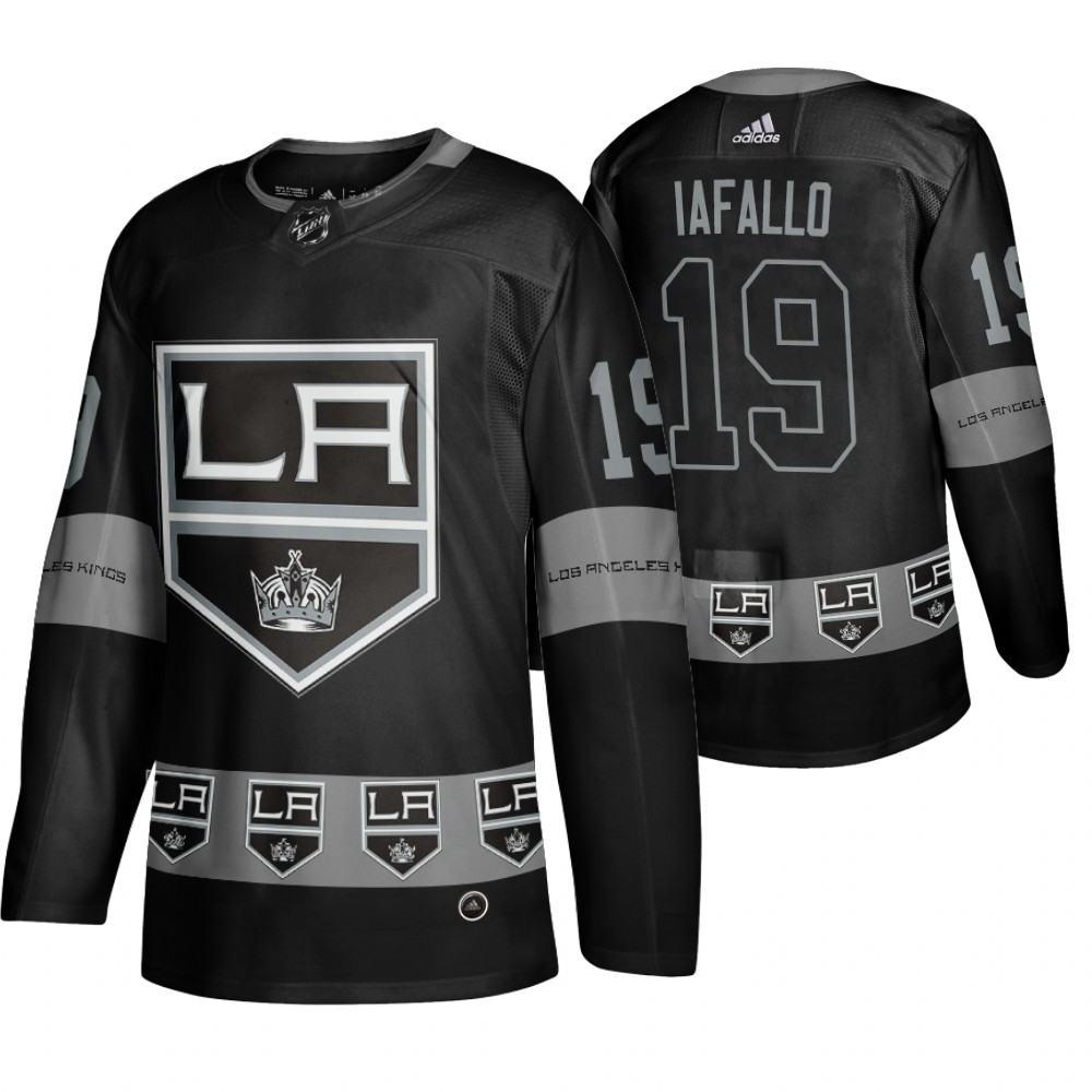 Men's Kings #19 Alex Iafallo Logo sleeve Breakaway Jersey Black
