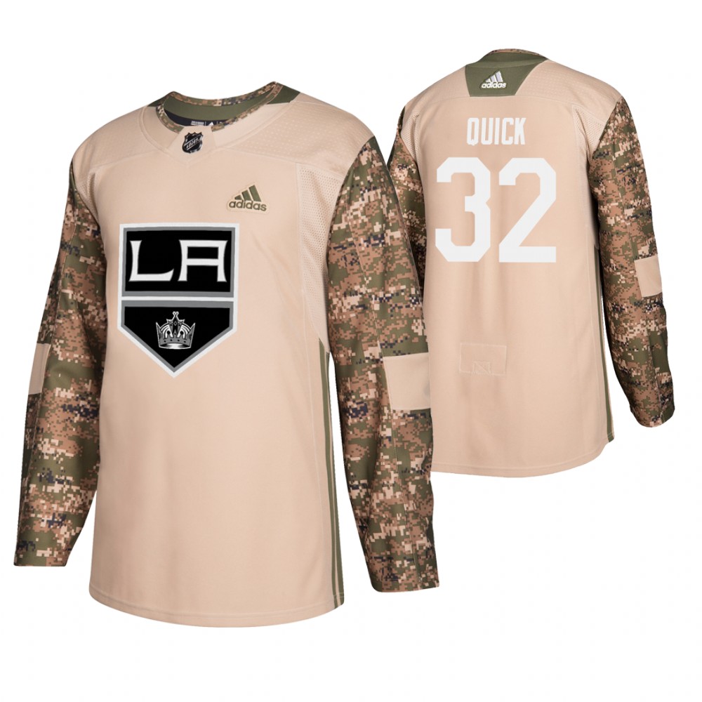 Men's Kings #32 Jonathan Quick Veterans Day Jersey - Camo