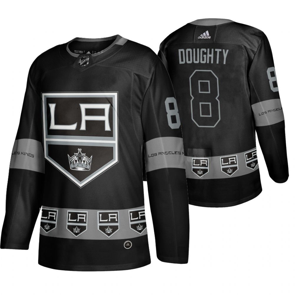 Men's Kings #8 Drew Doughty Logo sleeve Breakaway Jersey Black