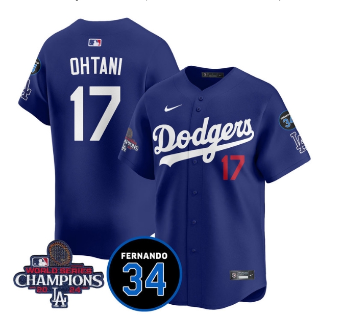 Men's LA Dodgers - World Series Champions 2024Fernando Valenzuela Memorial Jersey - All Stitched N1 #17 SHOHEI OHTANI