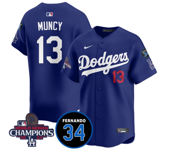 Men's LA Dodgers - World Series Champions 2024Fernando Valenzuela Memorial Jersey - All Stitched N1
